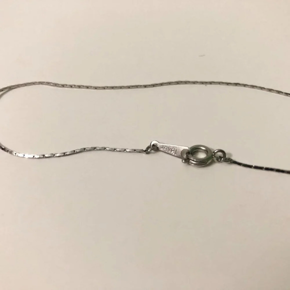 Thin Chain Necklace Silver Tone Stamped 18KGP - Picture 9 of 13